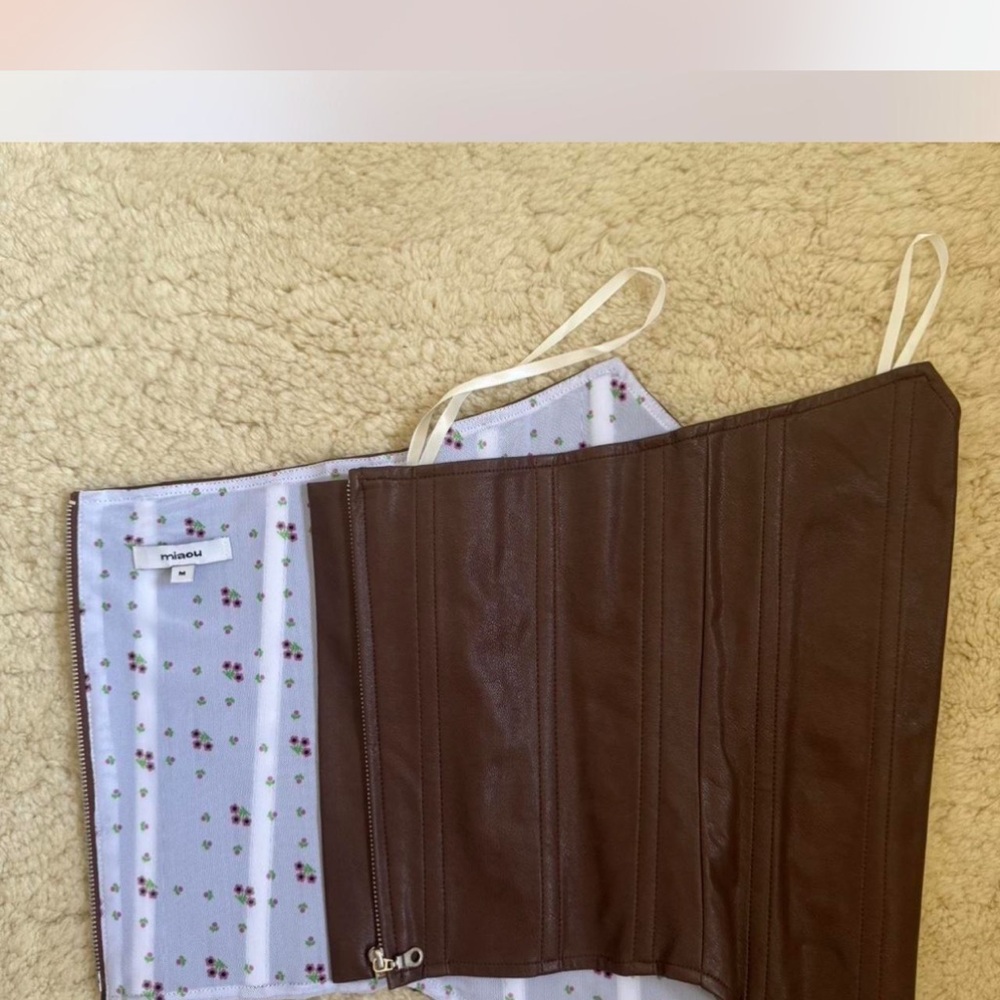 Miaou Dark Brown Leather Bustier - Picture 3 of 3